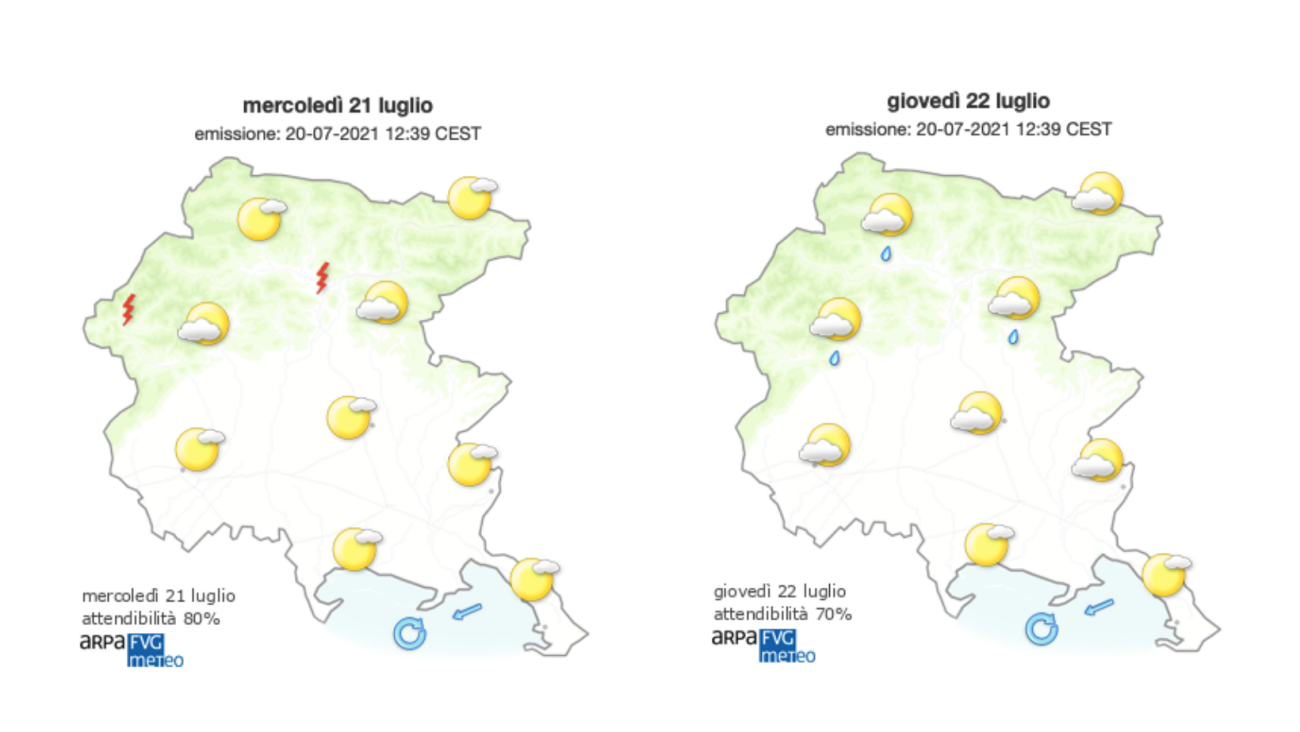 Meteo, poco nuvoloso sul Goriziano e soffia Borino sulla costa